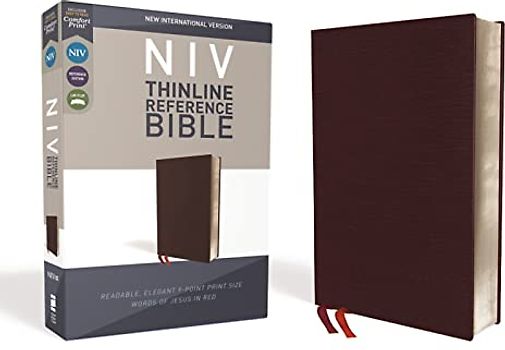NIV, Thinline Reference Bible, Bonded Leather, Burgundy, Red Letter, Comfort Print: New International Version, Burgundy, Bonded Leather, Thinline Reference Bible: Red Letter Edition