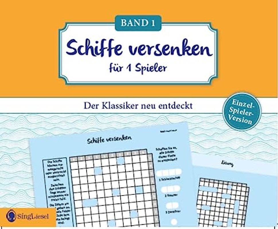Schiffe versenken. Jetzt ohne Gegner alleine spielen. Der Spiele-Klassiker als Einzel-Spieler-Version. Gedächtnistraining und Logik-Spiel für stundenlangen Rätsel-Spaß. Rätsel-Block im XXL-Format