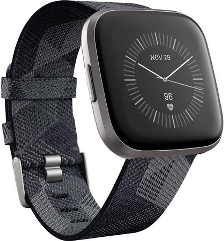Fitbit Versa 2 40 mm Boîtier aluminium gris brume Bracelet tressé gris fumé [Wi-Fi]