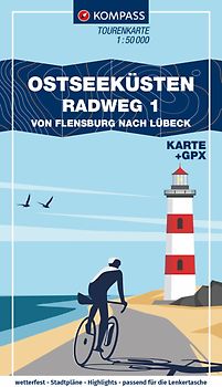 KOMPASS Fahrrad-Tourenkarte Ostseeküstenradweg 1, von Flensburg nach Lübeck 1:50.000