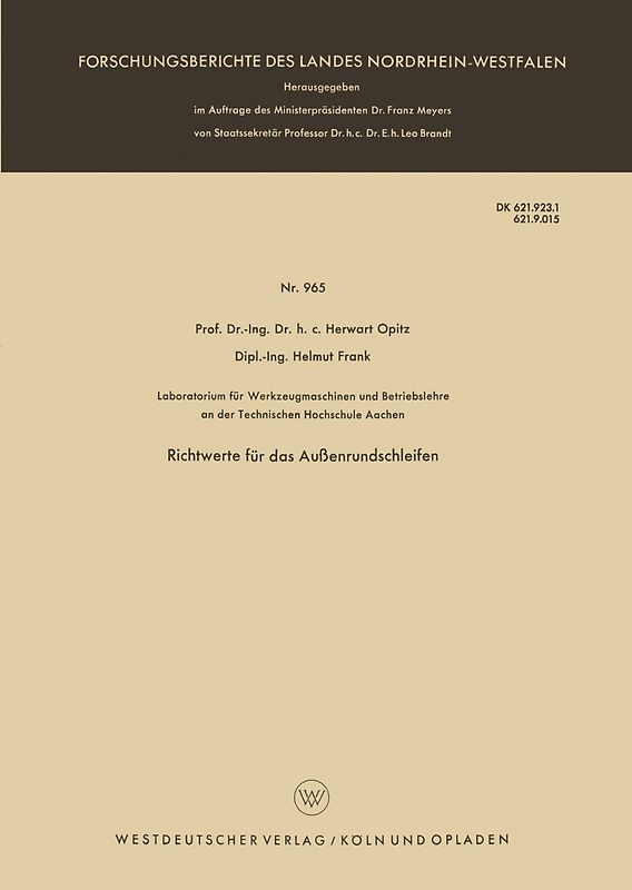 Richtwerte für das Außenrundschleifen