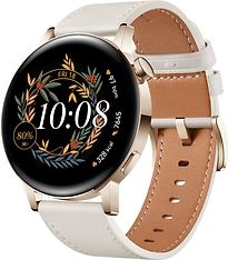 Image of Huawei Watch GT 3 42 mm goud met leren bandje wit (Refurbished)