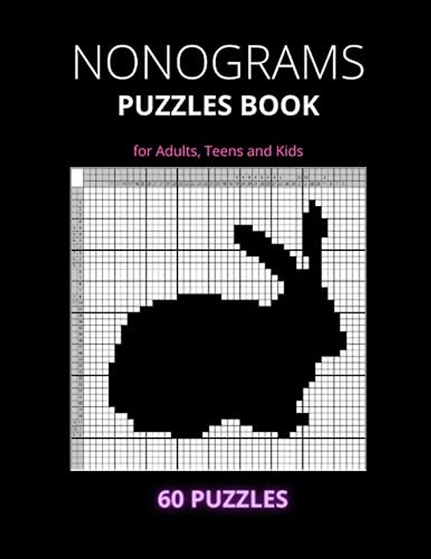 Nonograms puzzle book | logic 60 puzzles | for adults, teens and kids | easy, medium level