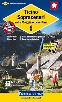 Tessin Sopraceneri, Valle Maggia, Leventina. Nr. 26 Wanderkarte. 1:60000, waterproof, Freemap on Smartphone included