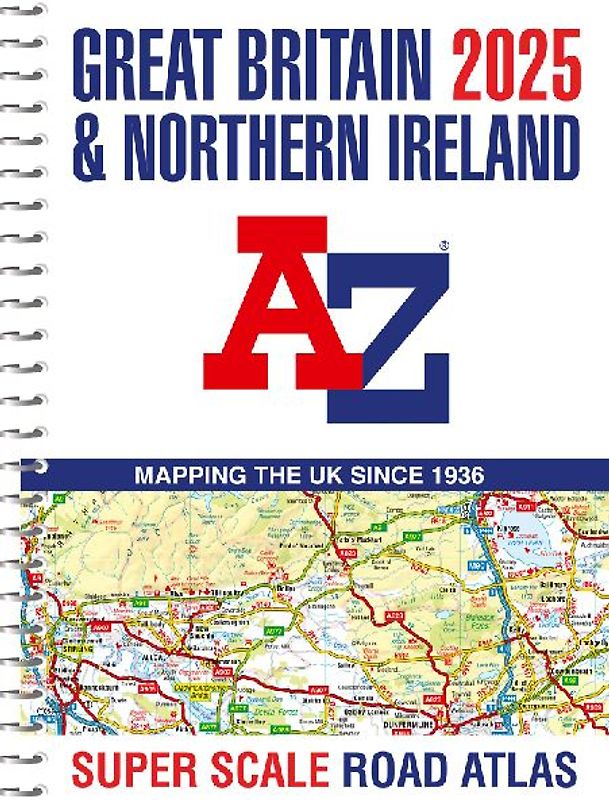 Great Britain A-Z Super Scale Road Atlas 2025 (A3 Spiral)