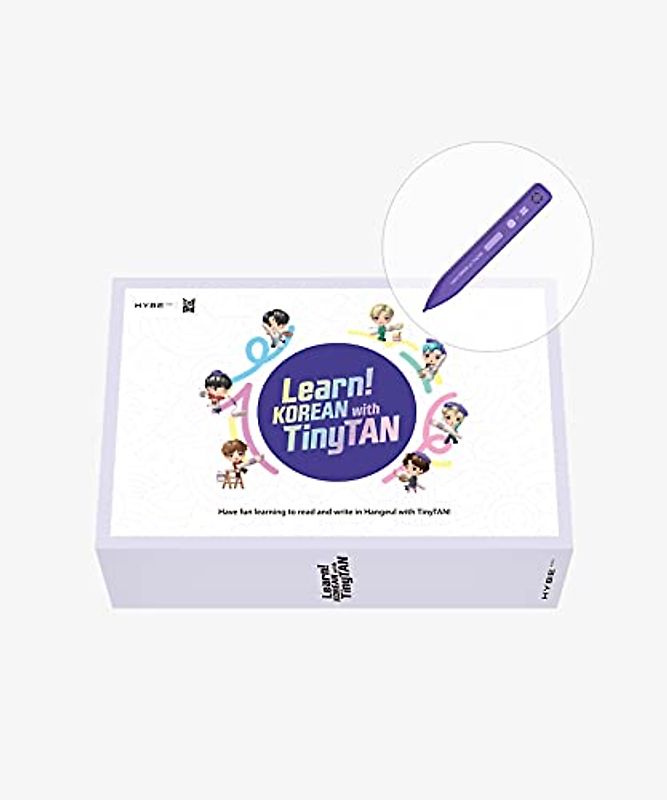 Learn! KOREAN With TinyTAN | 2-Book-Set | With Motipen | Korean Learning for Beginners With BTS Voices | Korean Keyboard Stickers | Flash Cards