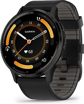 Garmin Venu 3 45 mm schiefergrau am Lederarmband schwarz [Wi-Fi]