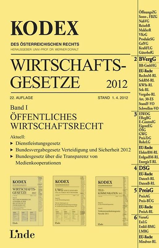KODEX Wirtschaftsgesetze Band I, 2012
