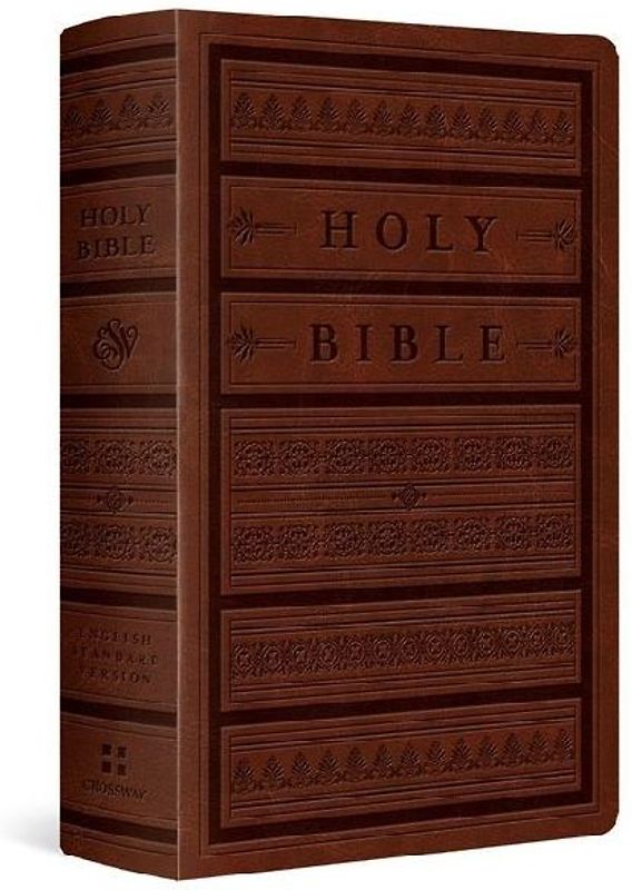 ESV Giant Print Personal Size Bible, Red Letter (Trutone, Brown, Engraved Mantel Design)