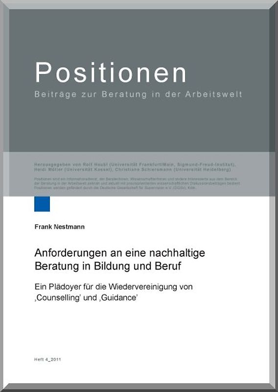 Anforderungen an eine nachhaltige Beratung in Bildung und Beruf