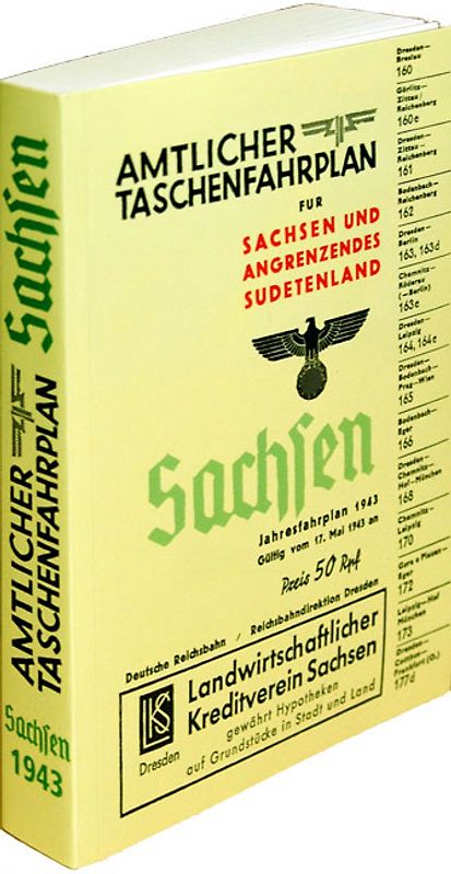 Amtlicher Taschenfahrplan für Sachsen und angrenzendes Sudetenland - Jahresfahrplan 1943