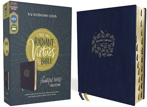 Niv, Radiant Virtues Bible: A Beautiful Word Collection, Leathersoft, Navy, Red Letter, Thumb Indexed, Comfort Print