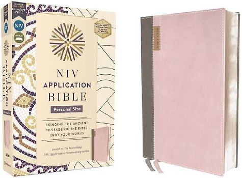 NIV Application Bible, Personal Size, Leathersoft, Pink/Gray, Red Letter, Comfort Print