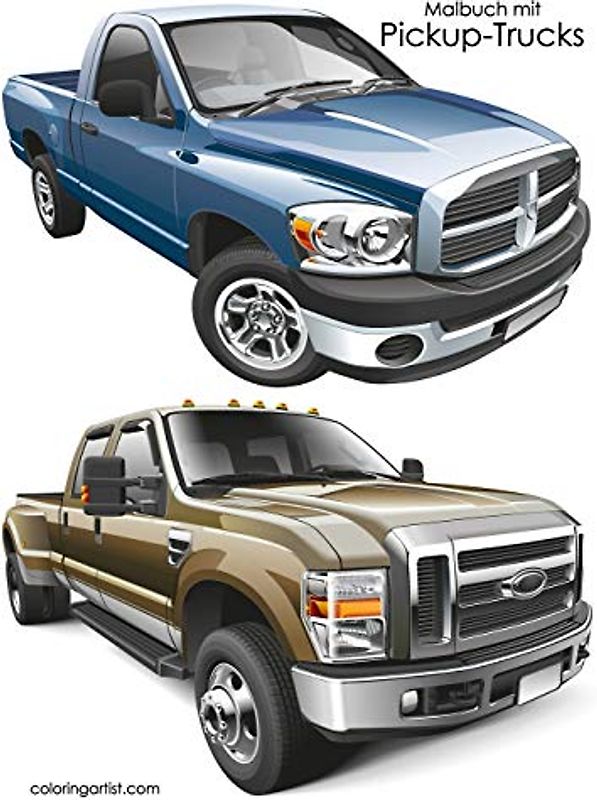 Malbuch mit Pickup-Trucks