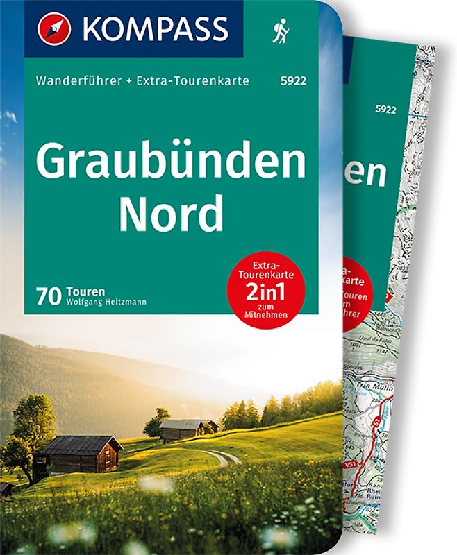 KOMPASS Wanderführer Graubünden Nord, 70 Touren mit Extra-Tourenkarte