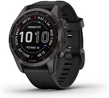 Garmin Fenix 7S 42 mm gris avec bracelet en silicone noir [Wi-Fi, Sapphire Solar Edition]