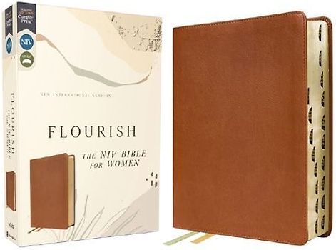 Flourish: The NIV Bible for Women, Leathersoft, Brown, Thumb Indexed, Comfort Print