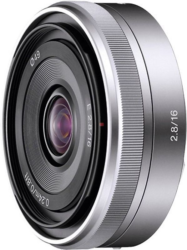 Sony E 16 mm F2.8 49 mm Objectif (adapté à Sony E-mount) argent