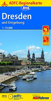ADFC-Regionalkarte Dresden und Umgebung mit Tagestouren-Vorschlägen, 1:75.000, reiß- und wetterfest, GPS-Tracks Download