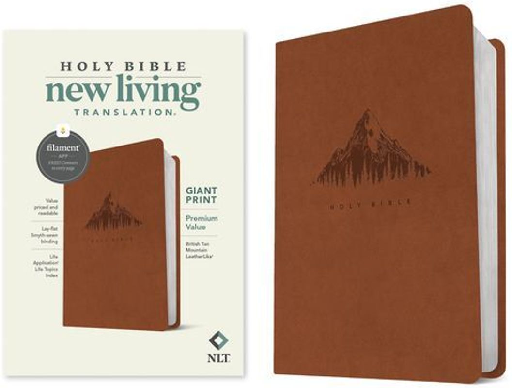 NLT Giant Print Premium Value Bible, Filament Enabled (Leatherlike, British Tan Mountain)
