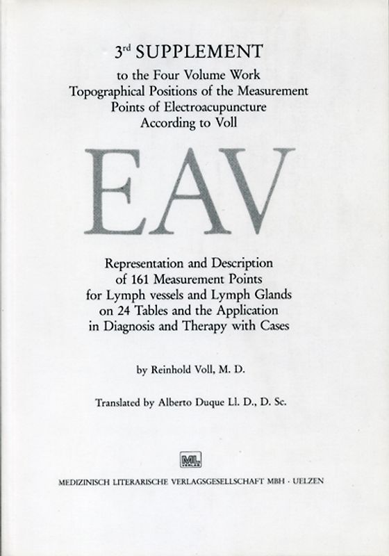 Topographic position of the measurement points in electro-acupuncture / 3rd Supplement