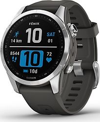 Image of Garmin Fenix 7S 42 mm zilver met graphite band [wifi] (Refurbished)