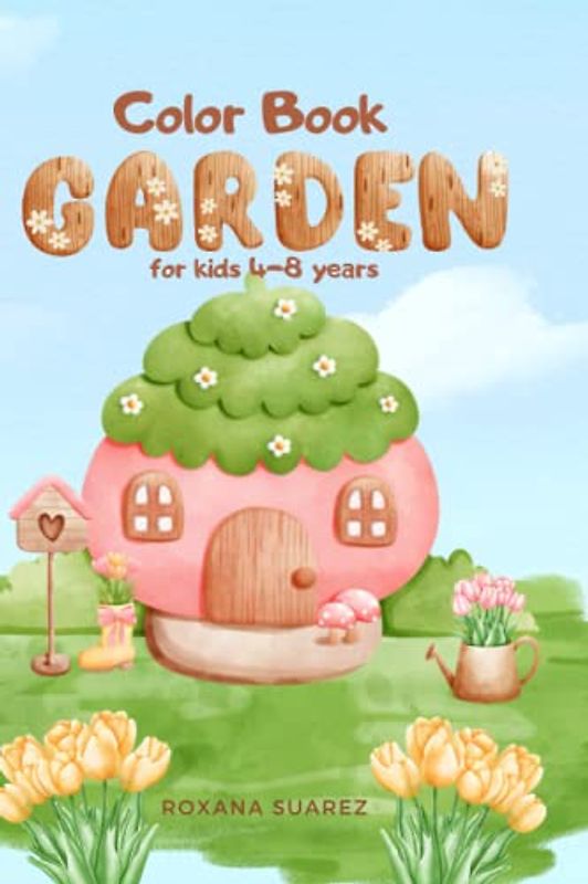 Garden. Color book for kids 4-8 years. Bee, ladybug, ostrich, dog, rat, bee, owl, mouse, frog, duckbill and others animals.