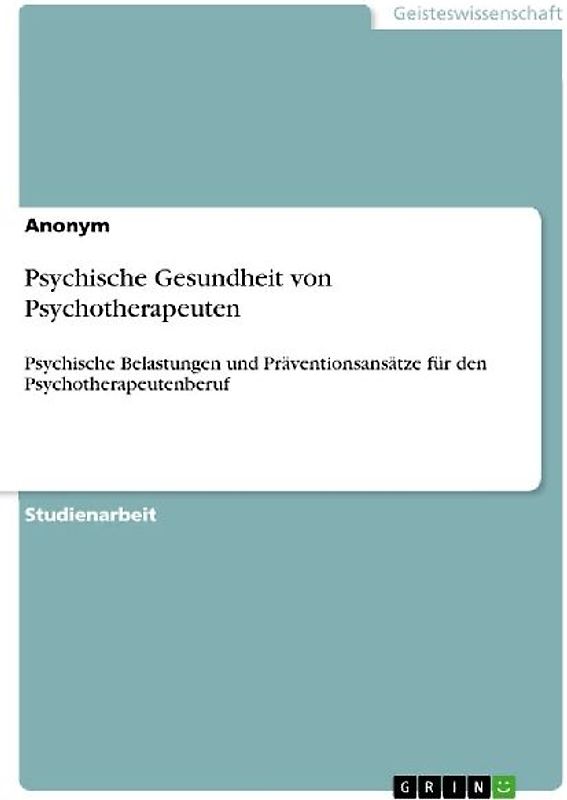 Psychische Gesundheit von Psychotherapeuten