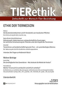 TIERETHIK 2016/1 - HEFT 12: ETHIK DER TIERMEDIZIN