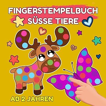 Fingerstempelbuch ab 2: Liebevoll gestaltetes Stempelbuch mit reizenden Tieren aus aller Welt | Dieses Fingermalbuch fördert spassvoll die kognitiven Fähigkeiten der Kinder | 50 niedliche Motive