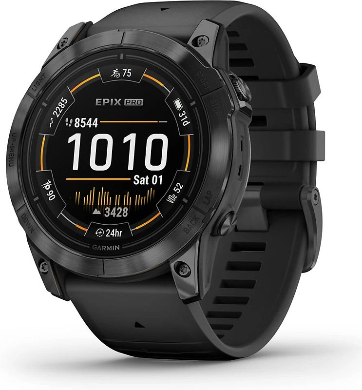 Garmin Epix Pro (Gen 2) 51 mm noir/gris ardoise avec bracelet en silicone gris [Wi-Fi, Standard Edition]