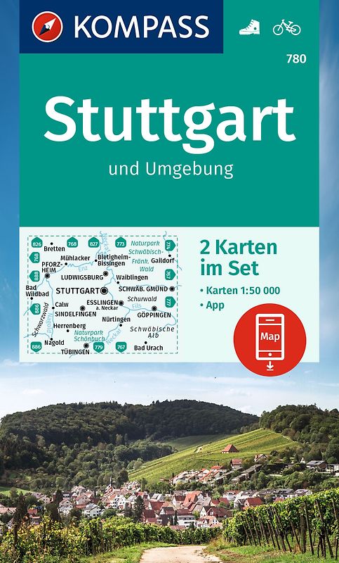 KOMPASS Wanderkarten-Set 780 Stuttgart und Umgebung (2 Karten) 1:50.000