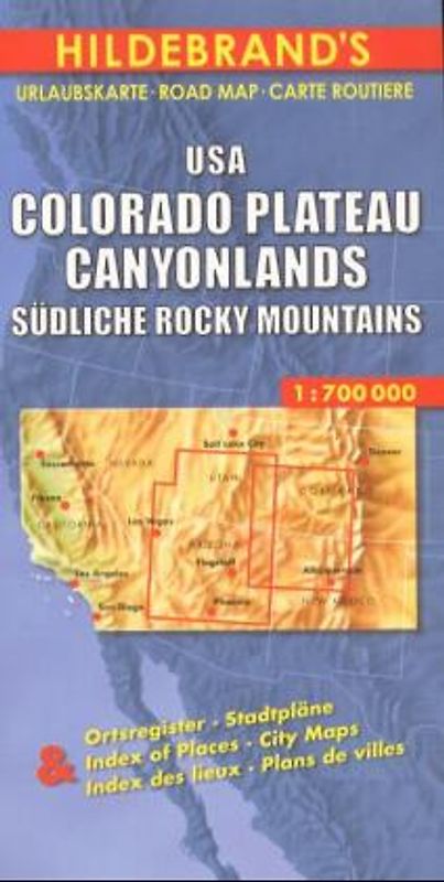 USA: Colorado Plateau /Canyonlands /Südliche Rocky Mountains. 1:700000, Übersichtskarte. Südwest-Staaten 1:3,5 Mill. Stadtpläne: Las Vegas, Phoenix