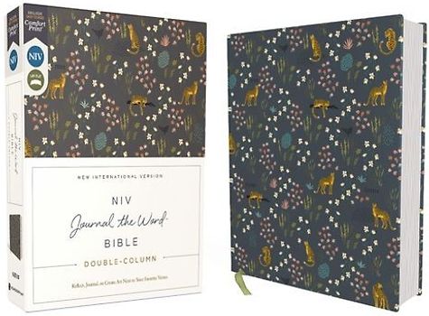 Niv, Journal the Word Bible (Perfect for Note-Taking), Double-Column, Cloth Over Board, Navy Floral, Red Letter, Comfort Print