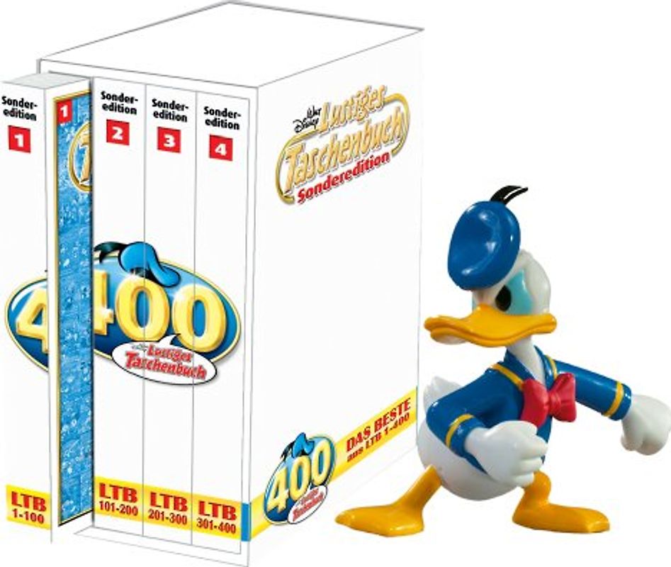 LTB Lustiges Taschenbuch 400 Sonderedition   (4 Bände im Schuber und Donald Figur)