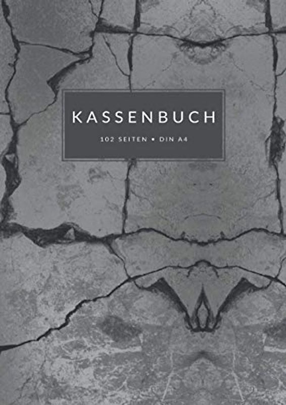 Kassenbuch • Din A4 • 102 Seiten: Doppelseitige Kassenabrechnung mit MwSt.-Spalte für Kleingewerbe, Kleinunternehmer, Selbstständige, ... zum Eintragen • Marmor Design