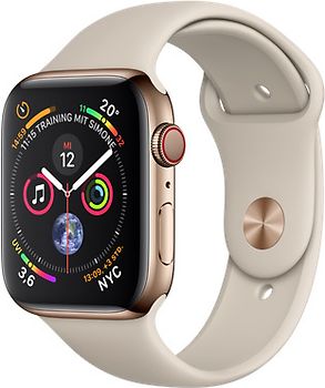 Apple Watch Series 4 44 mm boîtier en acier inoxydable or avec Bracelet Sport gris sable [Wifi+ Cellular]