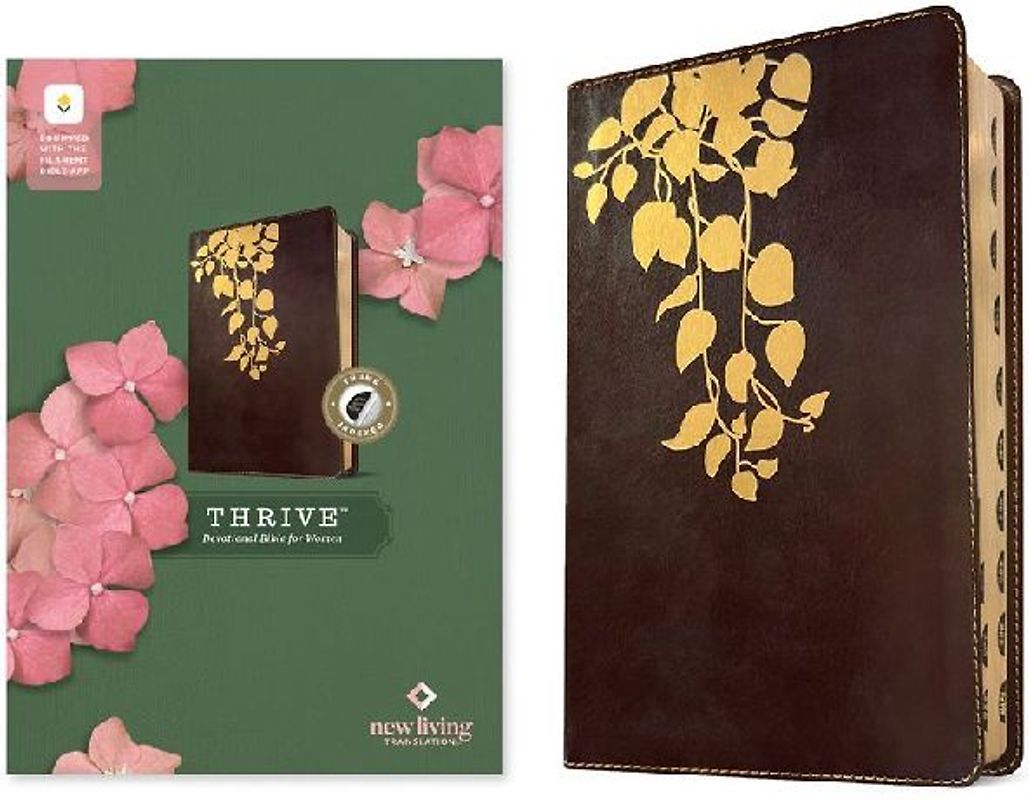 NLT Thrive Devotional Bible for Women, Filament Enabled (Leatherlike, Cascade Deep Brown, Indexed)