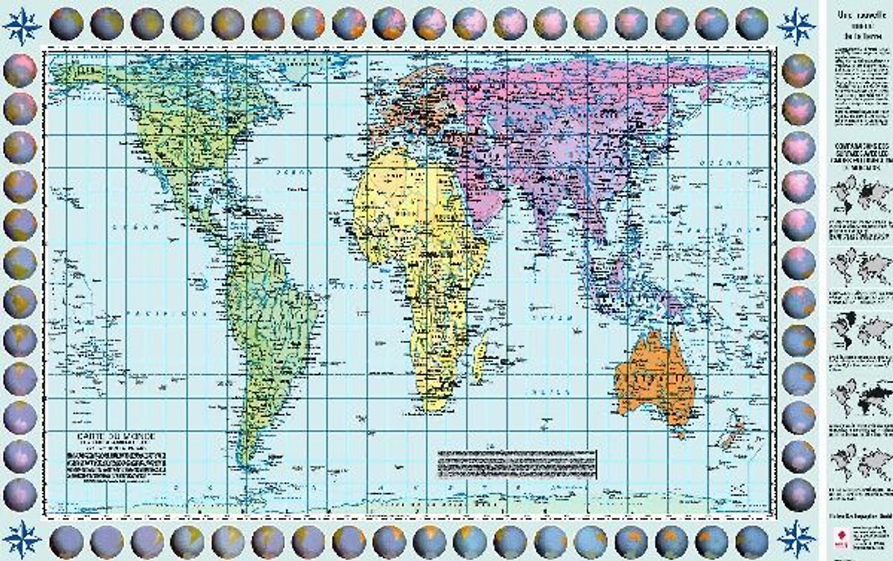 Poster Weltkarte Petersprojektion, französisch (ca. 82,5 x 52,3 cm)