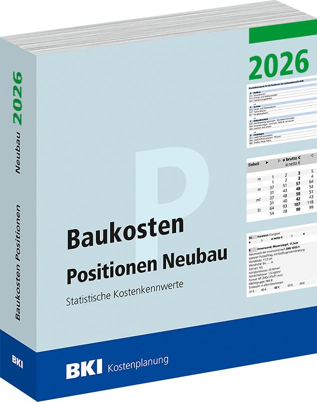 BKI Baukosten Neubau 2026 - Teil 3 Positionen