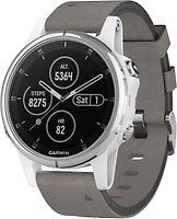 Garmin Fenix 5S Plus 42 mm weiß am Velours Armband grau [Wi-Fi, Saphir Edition]