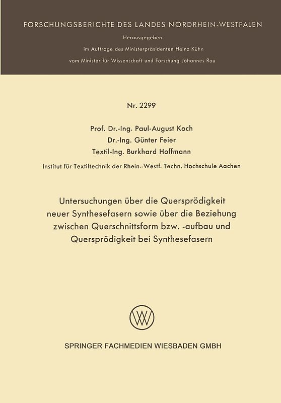 Untersuchungen über die Quersprödigkeit neuer Synthesefasern sowie über die Beziehung zwischen Querschnittsform bzw. -aufbau und Quersprödigkeit bei Synthesefasern