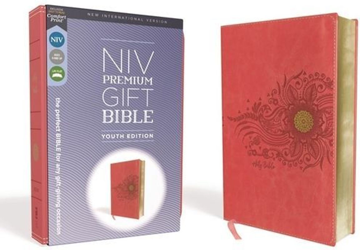 Niv, Premium Gift Bible, Youth Edition, Leathersoft, Coral, Red Letter Edition, Comfort Print