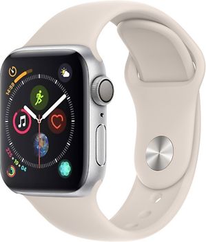 Apple Watch Series 4 40 mm boîtier en aluminium argent avec Bracelet Sport lumière stellaire [Wifi]