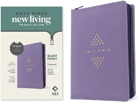 NLT Compact Giant Print Zipper Bible, Filament Enabled (Leatherlike, Diamond Lavender, Red Letter)