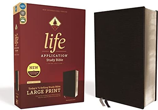 NIV, Life Application Study Bible, Third Edition, Large Print, Bonded Leather, Black, Red Letter