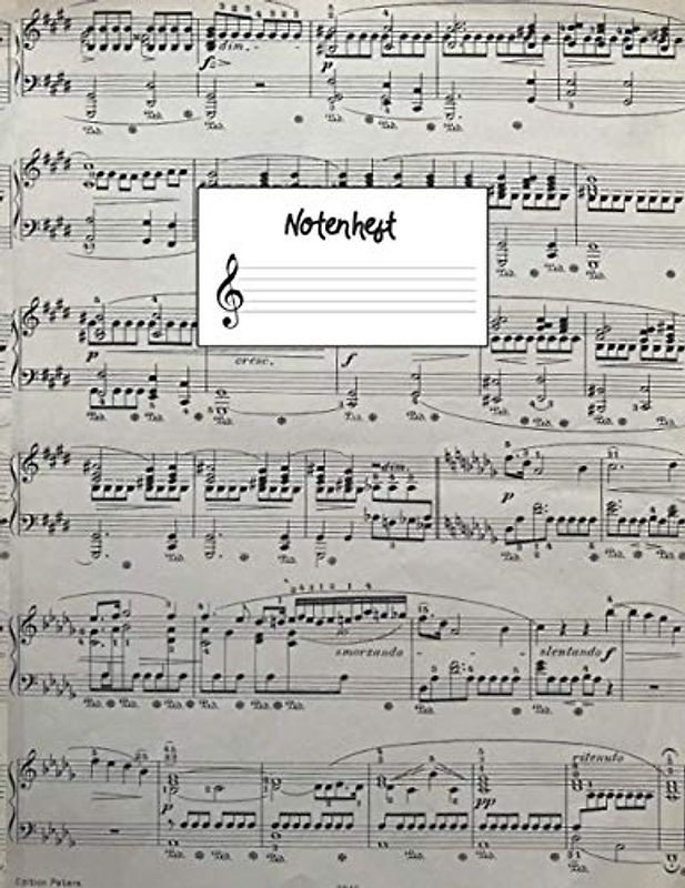 Notenheft: Vintage Notenbuch Klavier I Musik Schreibheft I Blanko Notenblock I Notenblätter leer mit 12 Notensysteme pro Seite in ein schönes Musikheft mit Notenlinien A4 auf 120 Seiten