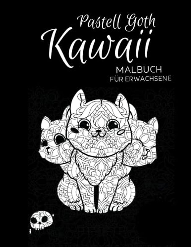 Pastell Goth Kawaii Malbuch für Erwachsene: Anti-Stress-Geschenke, Horror Kawaii mit Mandalas und Blumen Motiven zum Stressabbau und zur Entspannung