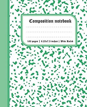 Composition Notebook: Marble Composition Book Wide Ruled 100 Sheet Green Color White Background | 7.5 * 9.25 inches (Marble Composition Book Wide Ruled 100 Sheet Blue Color White Background, Band 5)