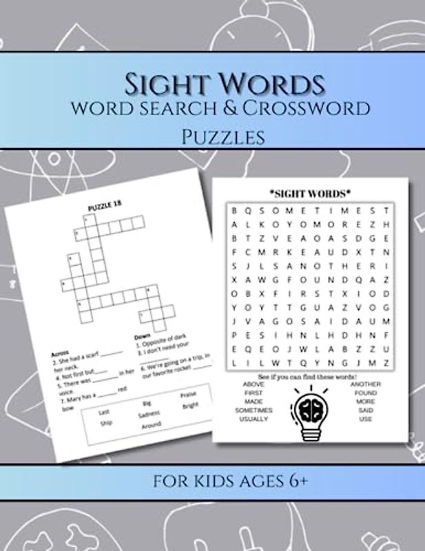Sight Words: Word Search & Crossword Puzzles -For Kids Ages 6+